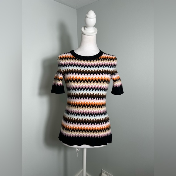 Missoni Wool Short Sleeve Crewneck Zig Zig  Pullover Sweater Size 40/US 4 - Picture 3 of 17